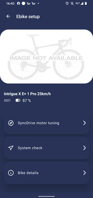 e-Bike Setup Screenshot der Giant Ride Control App